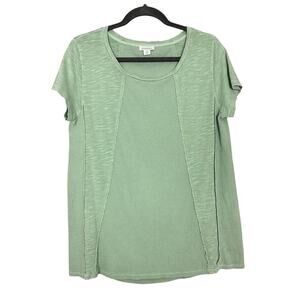 Sundance Womens Top Short Sleeve Sage Green Waffle Knit Size Medium M